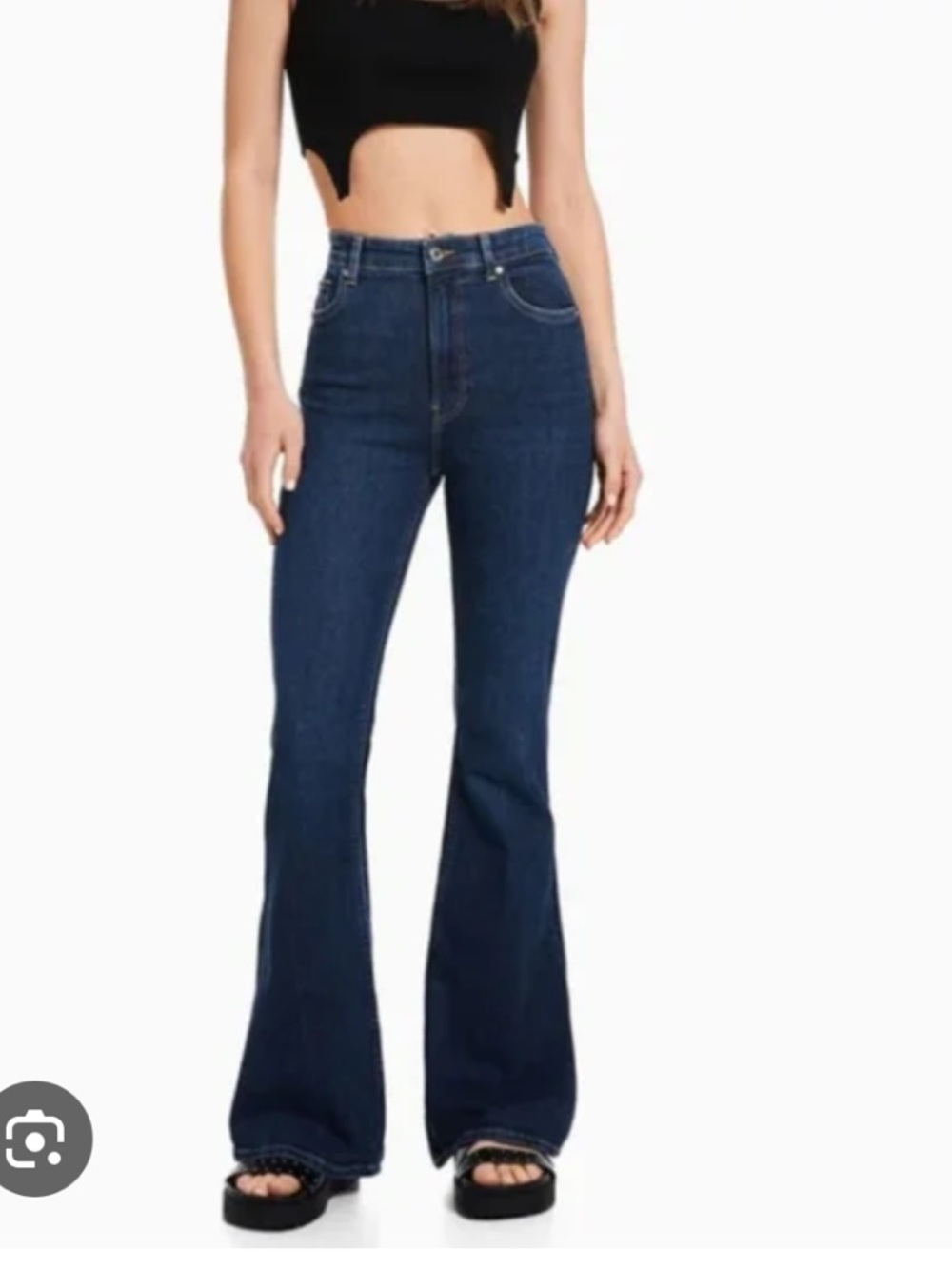 Hollister High-Rise Flare Jeans — Deep Blue Wash